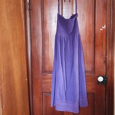 Easy Essentials Strapless Purple  Sundress Crochet Hem Festival Dress Large Boho