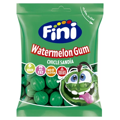 Goma de mascar con forma de sandía fina con relleno de semillas gaseosas 90 g 3,2 oz - Imagen 1 de 4
