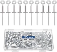 130pcs 1/8" x 1/2" Stainless Steel Pop Rivets with Stainless Steel Washers 3....