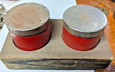 RARER SET OF 1930'S RED TINS W/BASE A.C. GILBERT ERECTOR SET