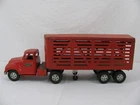 1955 Tonka Toys Metalcraft Pressed Steel Red Livestock Van Truck & Trailer Read