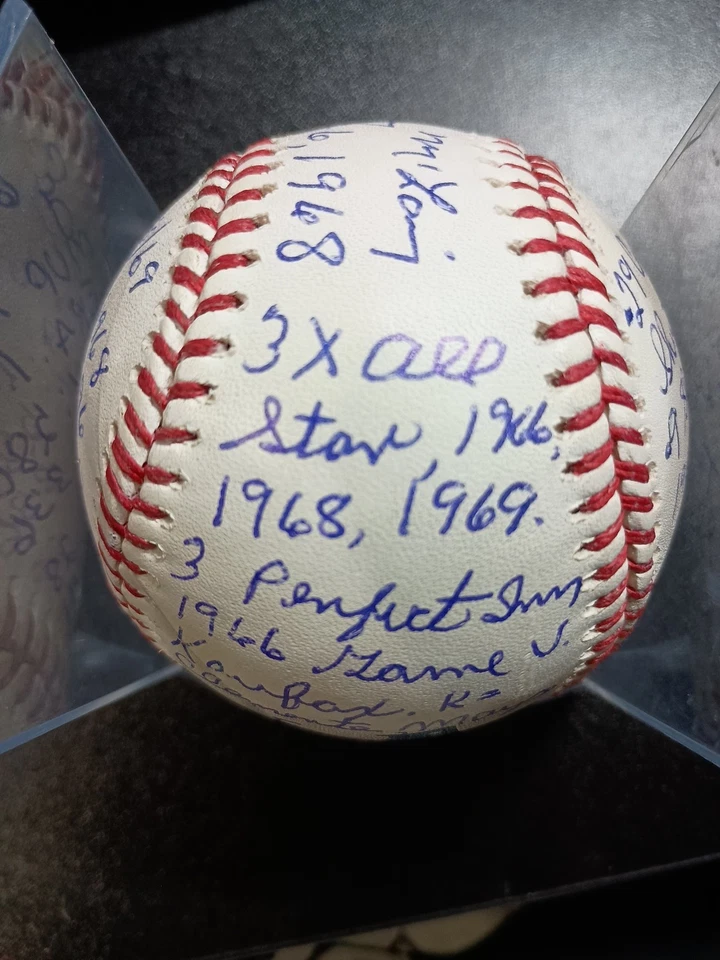 Denny McLain SIGNED Stat Ball Mickey Mantle Story 1968 MVP WSC CY YOUNG JSA - Image 4 of 4