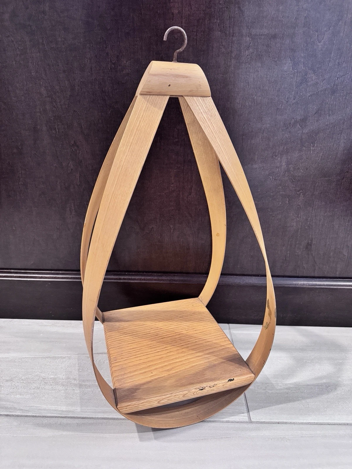 VTG Montgomery Schoolhouse Vermont Bentwood Teardrop Hanging Shelf Mid Century