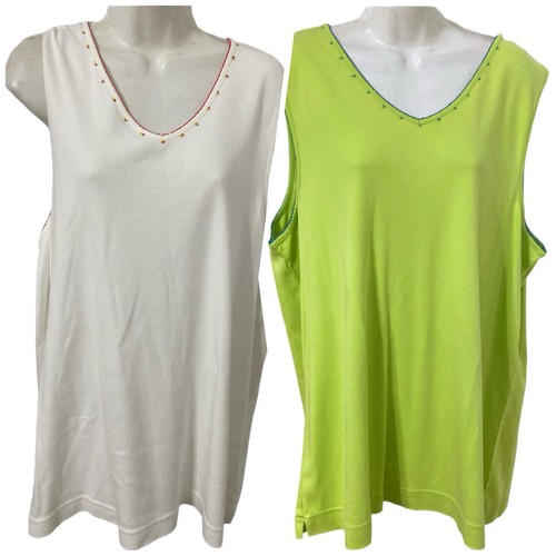 Liz & Me Tank Top Sleeveless Top Plus Size 1X (18/20) Set of 2 V-Neck NWT