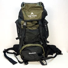 Teton Sports Scout 3400 Hiking Backpack Black Green 55L Backcountry Camping 
