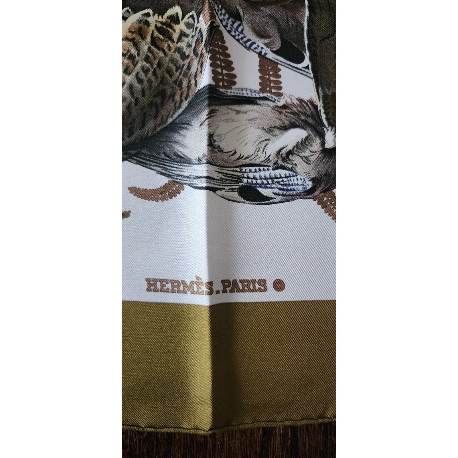 Vintage HERMES Silk Scarf Gibiers Game Animals Print Rabbits Birds Linares