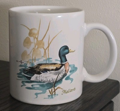 Vintage D E Miller Waterfowl Mug Mallard Duck Ceramic Coffee Cup Signed Collect