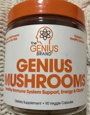 The Genius Brand Genius Mushrooms Organic Dietary Supplement 90 Veg Caps 01/26