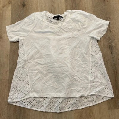 Veronica Beard Jeans White Top Size Women's L Eyelet Back