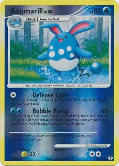Azumarill - 18/130 - Pokemon Diamond & Pearl Reverse Holo Rare NM