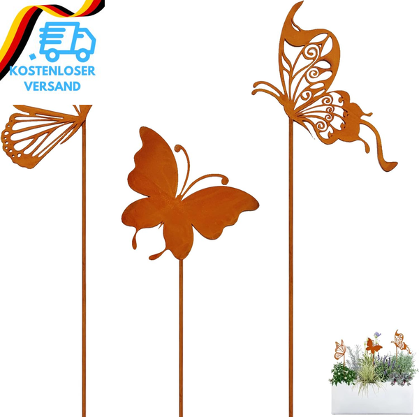 Gartenstecker Rost Schmetterling Gartendeko FüR DraußEn Wetterfest FrüHlingsdeko-image