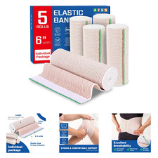 Elastic Bandage Wrap 6 Inch Latex-Free Compression Wrap for Legs Ankle Knee