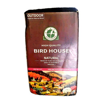 DIY Easy Assembly 2 Pack Natural Wood Bird Houses Copper Guard Outdoor Nest Box