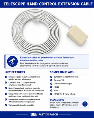 IOPTRON 6 PIN FOR CEM25 TELESCOPE HAND CONTROLLER EXTENSION CABLE