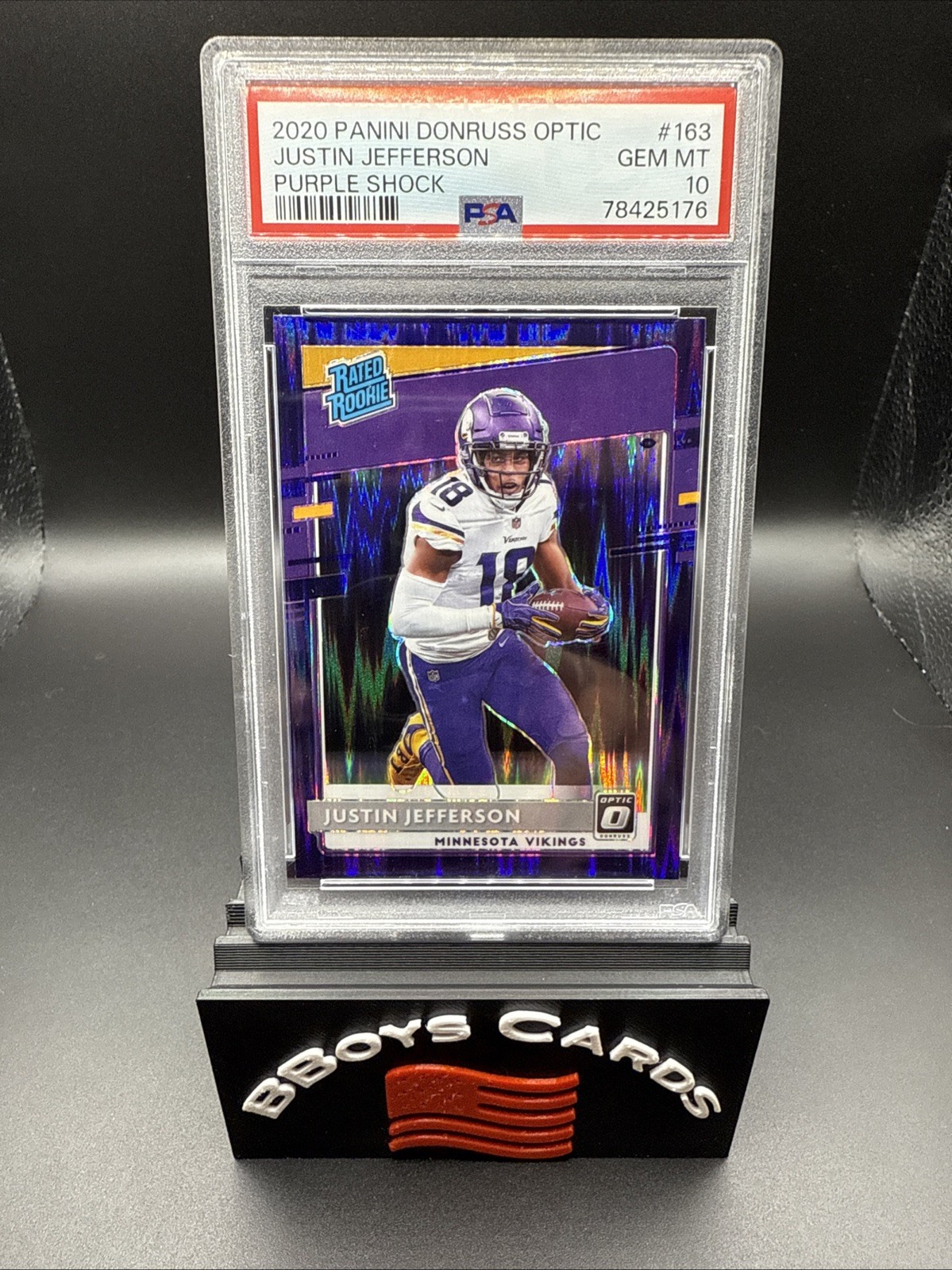2020 Panini Donruss Optic Justin Jefferson Rookie Purple Shock #163 RC 🔥PSA 10