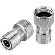 2 Pack Garden Hose to 1/4" Quick Connect Adapters, 3/4" GHT Female Stainless ...