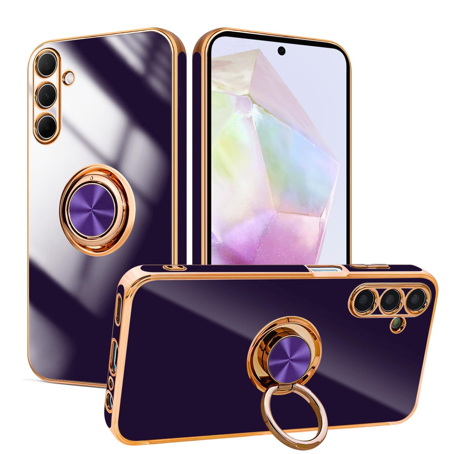 Coque Samsung A35 5G transparente anneau bague pour selfies faciles