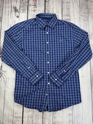 Vineyard Vines Men's Checkered Blue Button Down Slim Fit Medium Long Sleeve
