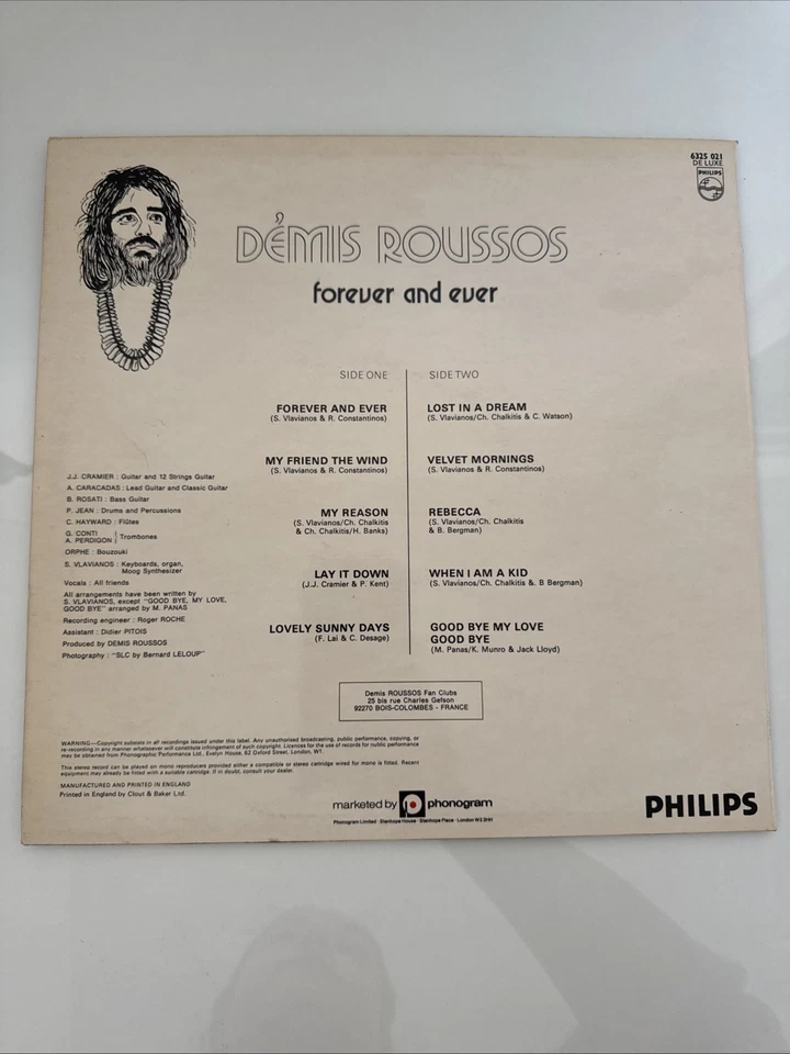 Demis Roussos Forever and Ever Vintage Vinyl LP Album 33 RPM Record - Image 2 of 4