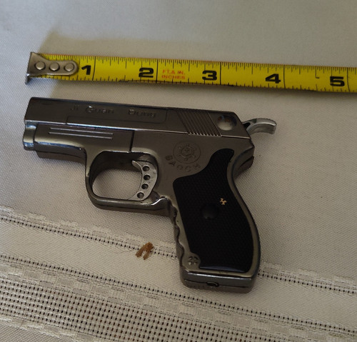 Baoch Gun-Shaped Collectible Lighter Silver Black Unique Design for Collectors