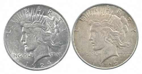 1924 & 1922-D & Peace Silver Dollar $1 Bullion Collection Lot *870