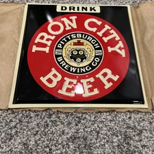 1950's IRON CITY BEER  black  TOC  sign -New Old stock. PITTSBURGH