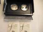2016 W US Mint  Silver American Eagle,  2 Coin Set, ! Proof  + 1 UNC, COA's
