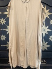 UNIQLO Linen/ Rayon Cap Sleeve Dolman Oversized Shirt Midi Dress Pockets XS Size