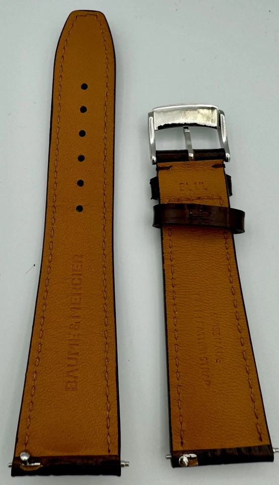Original Baume & Mercier Brown 22mm Calf Leather Watch Band Strap Classima - Image 2 of 2