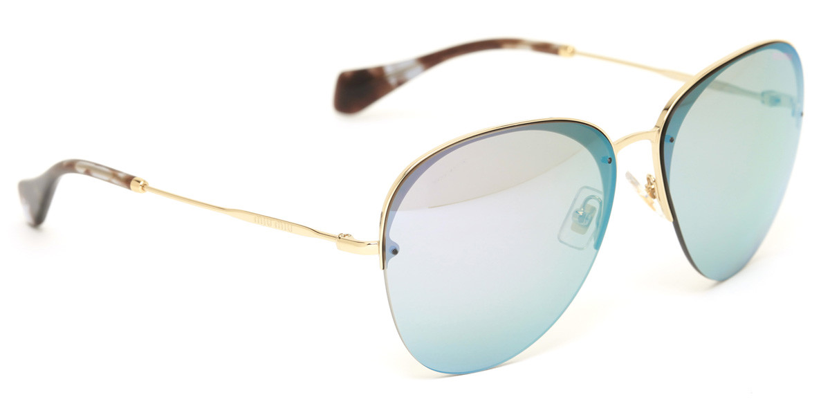 RARE New Genuine MIU MIU Gold Grey Blue Mirror Aviator