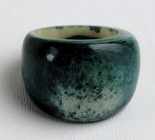 Green Hand Painted Wooden Ring Size 8 Dome