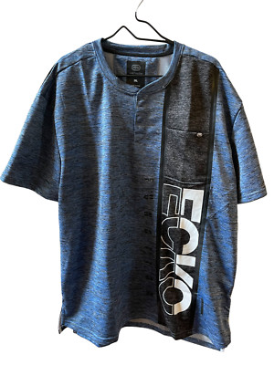 Ecko Blue Polyester Shirt Pullover Crewneck Logo Graphic Pocket Mens Size 2XL