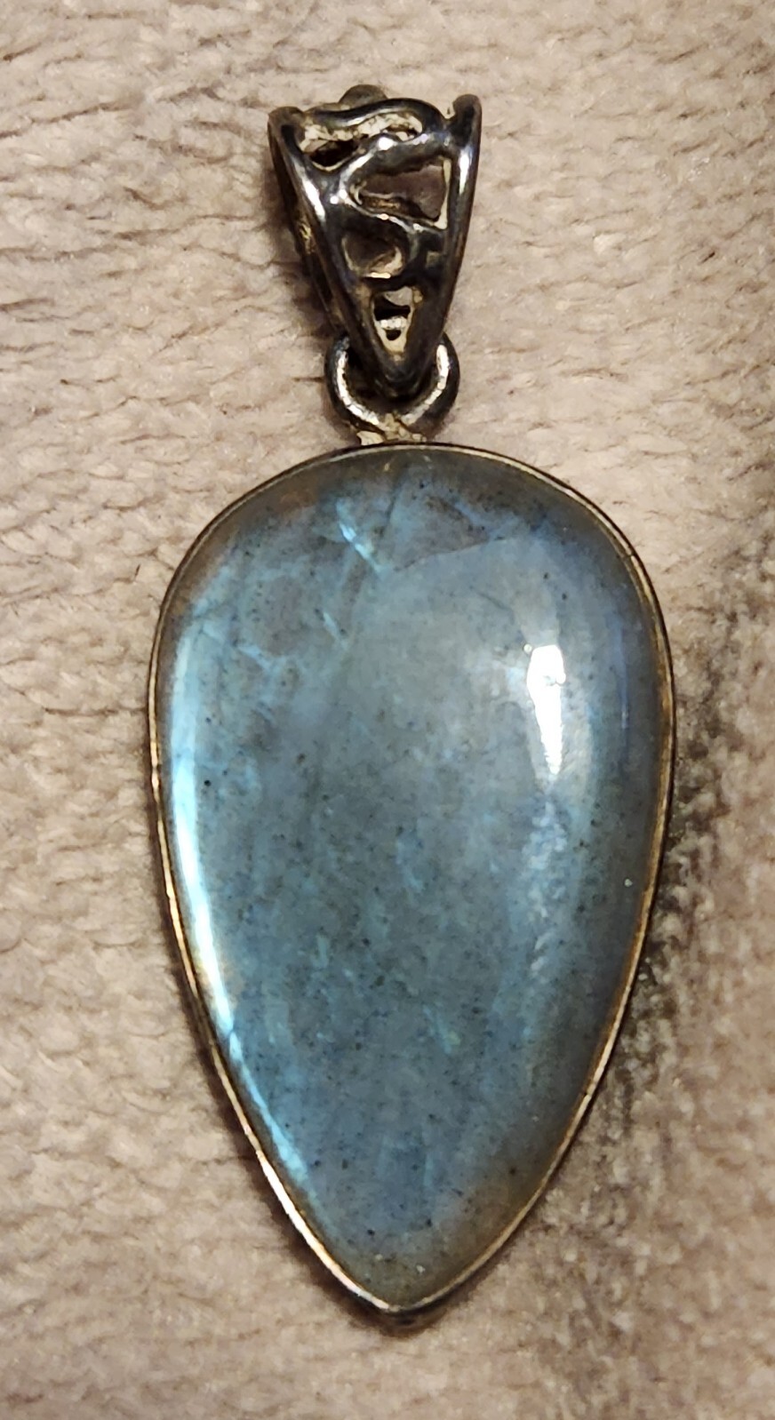 Teardrop Labradorite Statement Pendant Stamped 92… - image 1