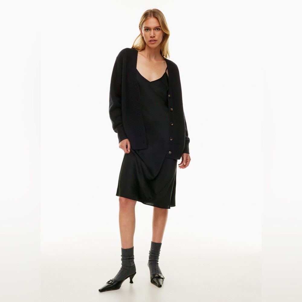 Aritzia Wilfred Only Slip Midi Dress in Black