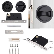 Sliding Door Lock Bathroom Toilet Door Hook Privacy Pocket Privacy Turn black