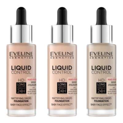 Eveline Liquid Control Foundation HD Mattierende Tropfen mit Niacinamid 32ml