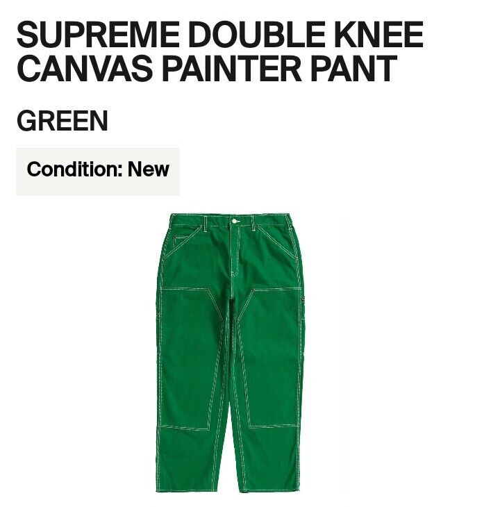 Size 32- Supreme Double Knee Canvas Painter Pant (Green Size 32- Supreme Double Knee Canvas Painter Pant (Green