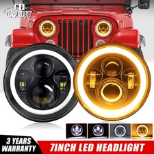 7" inch Round LED Halo Headlights Hi/Lo DRL Beam for Jeep Wrangler CJ 1944-1986