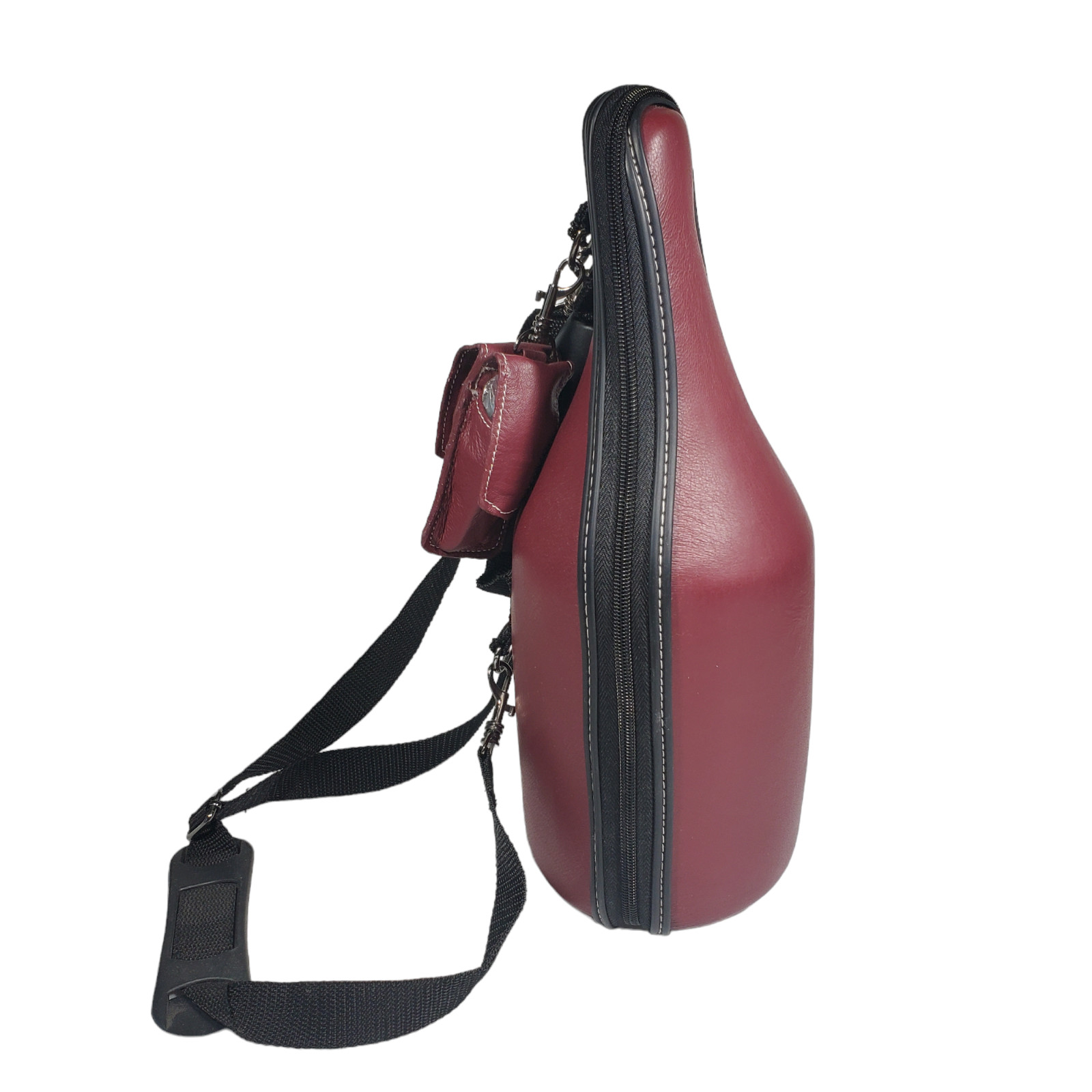 Caddy-O Wine Bottle Shoulder Bag Carrier Insulated Cooler Burgundy Leather
