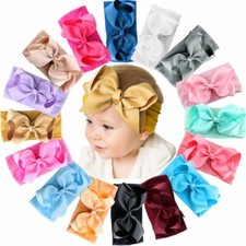 16 Colors Baby Nylon Knotted Headbands Girls 6" Hair Bows Head Wraps Infants