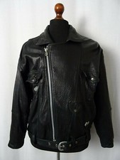 Men's Vintage 1980's Calfhide Motorcycle Biker Leather Jacket 40R (S)