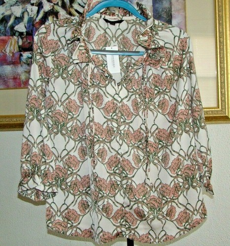 Blusa BANANA REPUBLIC con volant mezzo bottoni floreale taglia X-Small vendita al dettaglio $88 nuova con etichette - Foto 1 di 7