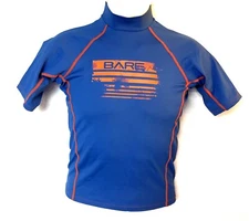 Bare Junior Lake Blue/Orange Short Sleeve S/S Sunguard Rash Guard Size 10yrsx