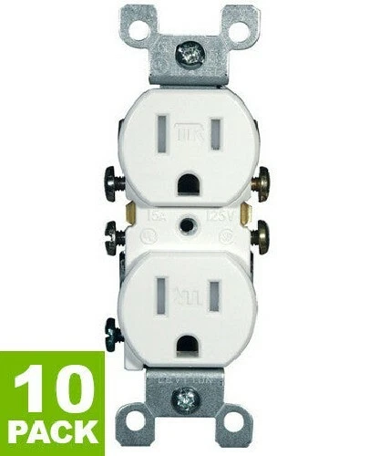 Leviton 15 Amp Tamper Resistant Duplex Outlet White 10 Pack T5320 W