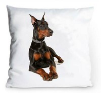 Kissenbezug 40X40Cm - Schwarzer Dobermann - Portrait Hund Fun Deko