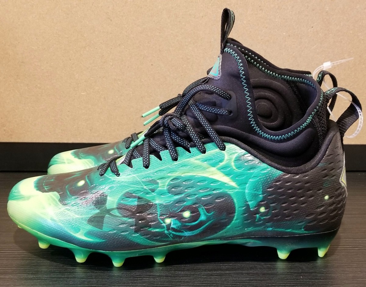 Under Armour Spotlight Lux MC LE Green Slime Football Cleats 