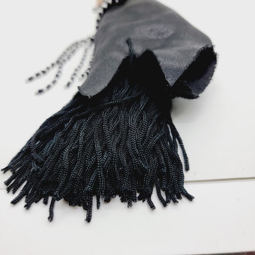 Bisque Porcelain Half Doll Tassle Hanging Ornament Black 1920s Style - Picture 7 of 14