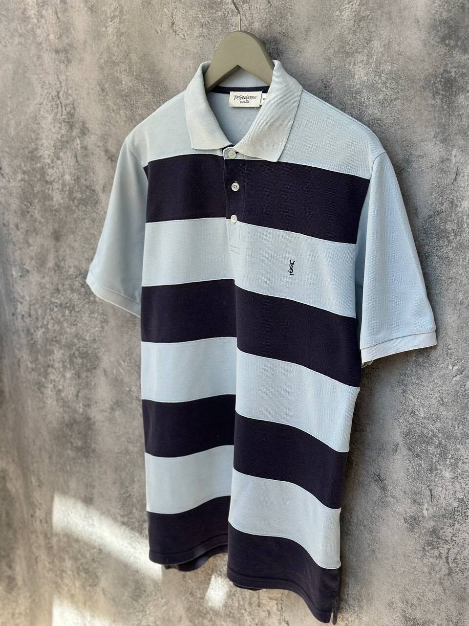 Polo Yves Saint Laurent a righe blu navy blu classica uomo taglia media