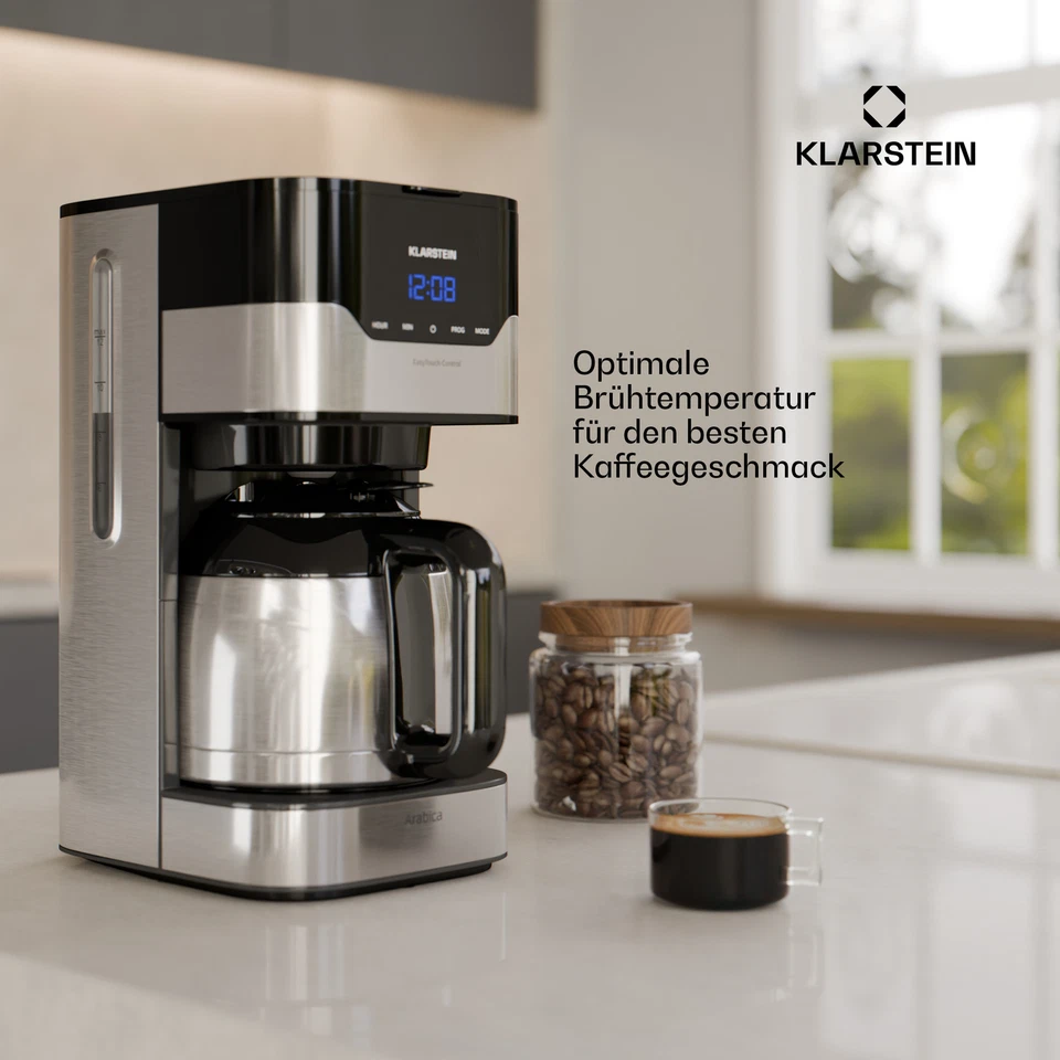 Kaffeemaschine Filterkaffee Kaffeeautomat 1,2 L Thermoskanne Edelstahl Display - Bild 2 von 4