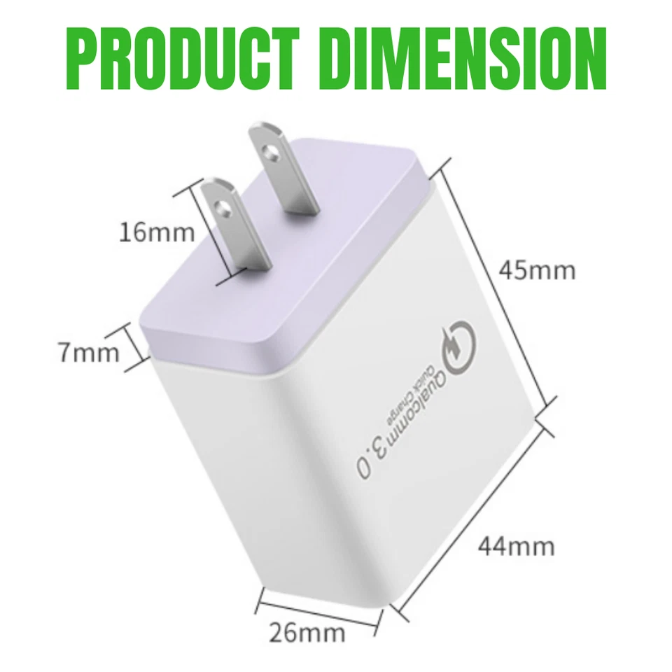 Cargador de pared USB rápido QC 3.0 adaptador de carga de alimentación para iPhone X 6 7S Plus Foto 3 de 4